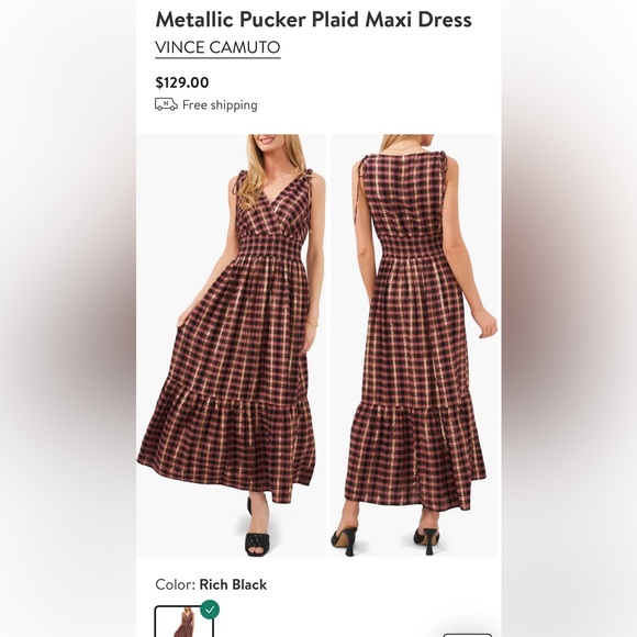 Vince Camuto Pucker Plaid Maxi Dress - Picture 2 of 6